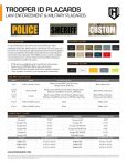Trooper ID Placards for Law Enforcement and Military Product Spec Sheet PDF