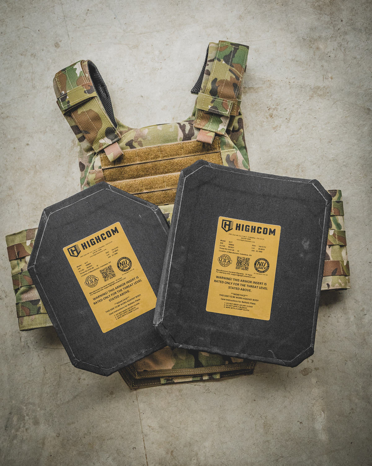 HighCom Armor ACAP Carrier in multicam color with two Guardian hard armor plates 4s17 shooters and full cut